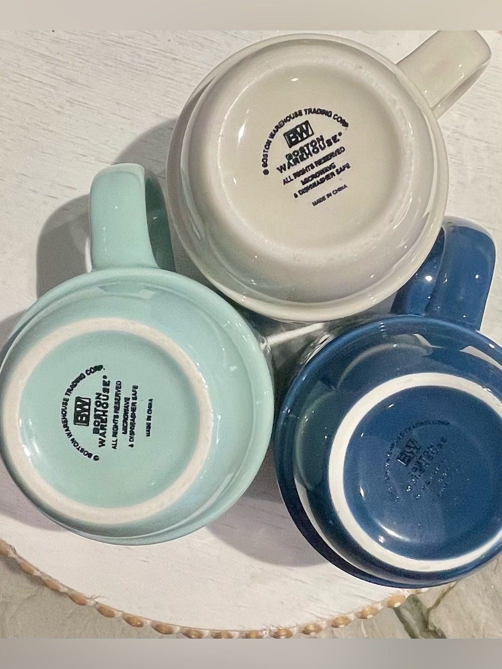 Boston Warehouse Set of 3 Stackable Textured Ceramic Mugs Coffee Tea Cup EUC - Picture 3 of 6